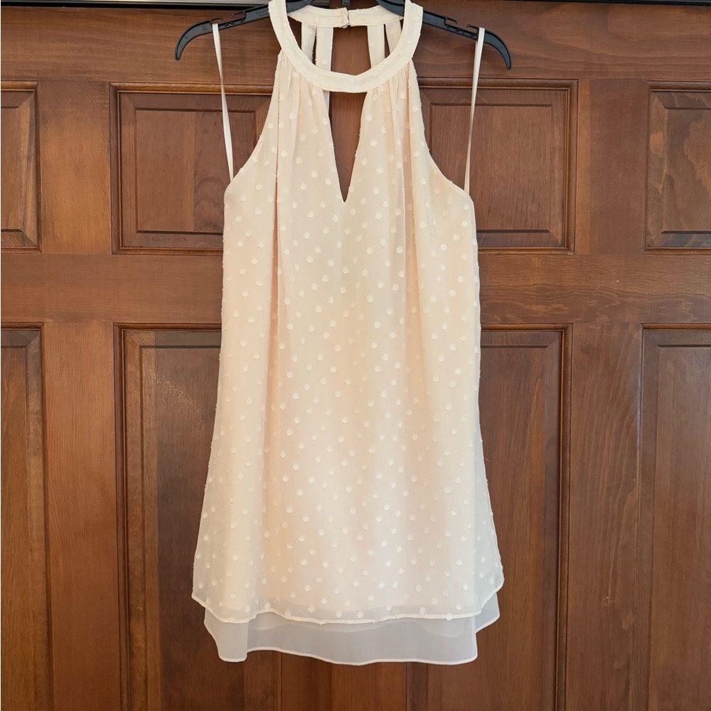 BCBGMaxAzria Light Cream/Peach Polka Dot Dress